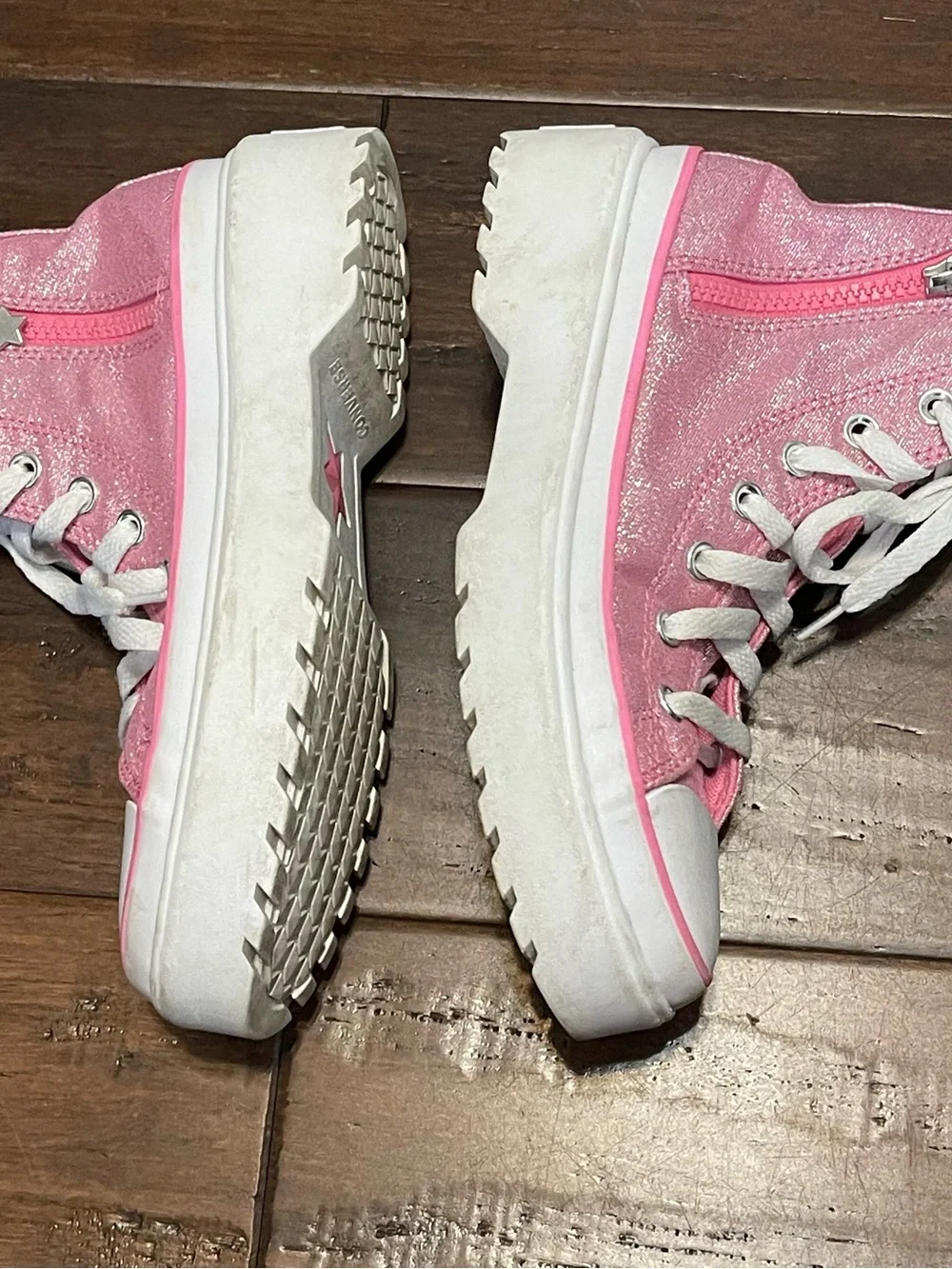 Converse Pink Glitter Platform High Tops